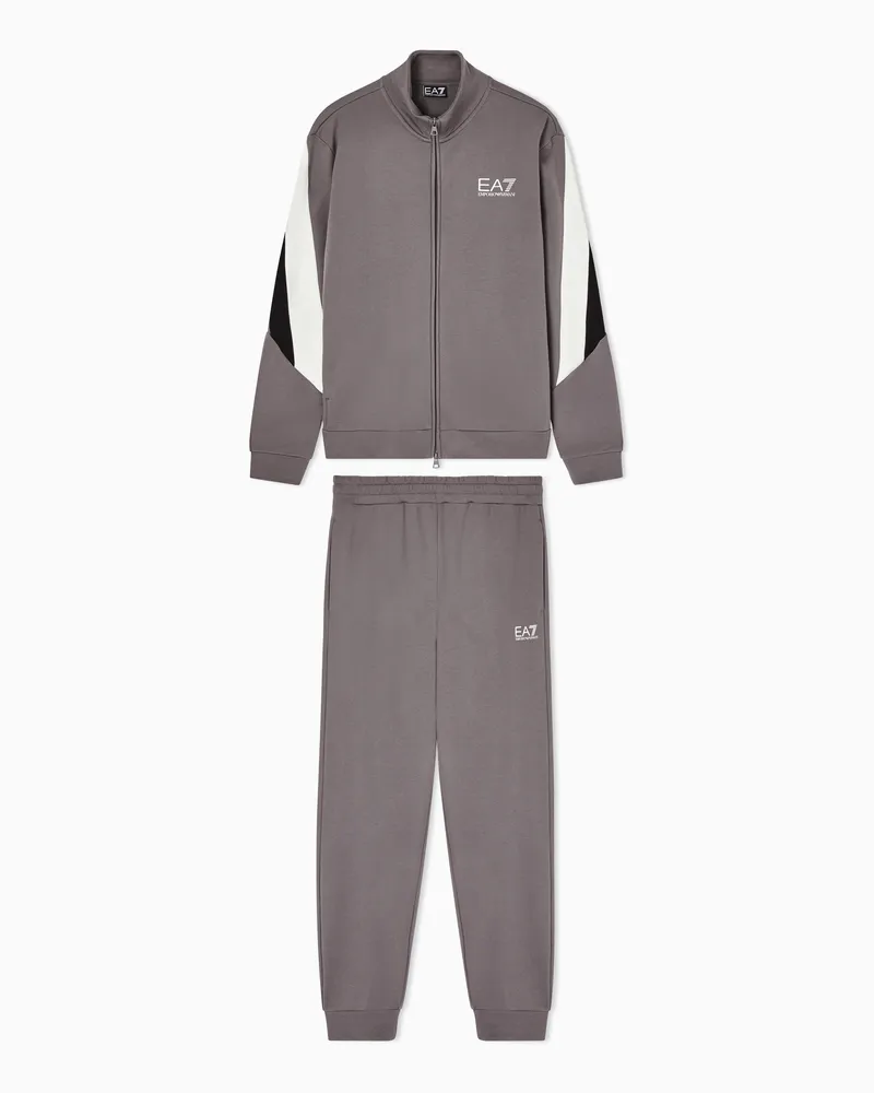 EA7 Summer Block Trainingsanzug aus reiner Baumwolle Grau