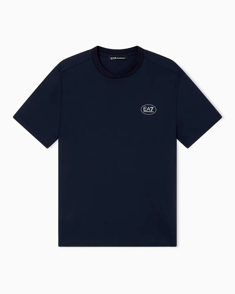 EA7 Tennis Club Jersey-T-Shirt mit Rundhalsausschnitt, gefertigt aus einer Viskose-Mischung Marineblau