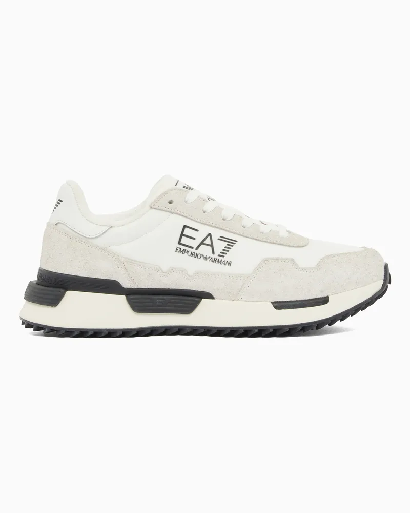 EA7 Vintage Sneaker mit Wildledereinsätzen Vintage Running Weiß