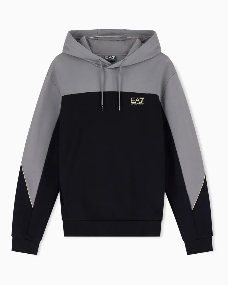 EA7 Hoodie Regular Fit aus Jersey mit Kordelzug Schwarz