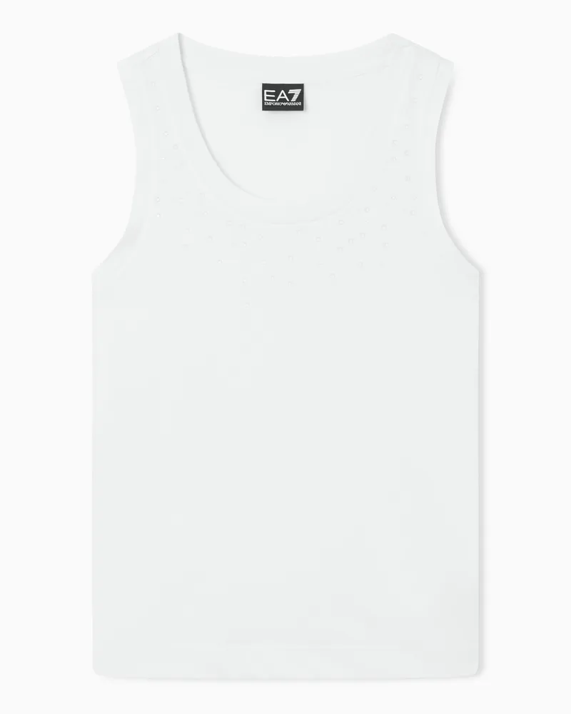 EA7 Precious Tanktop aus Viskosemischung Weiß