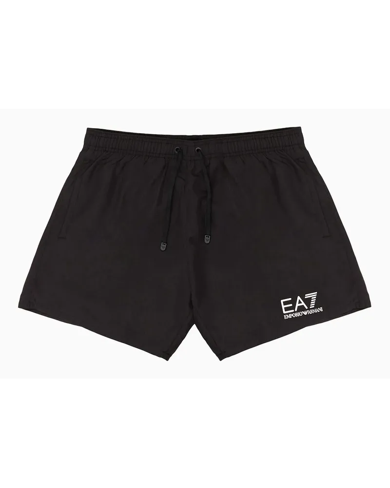 EA7 Badeboxershorts mit Logo Schwarz