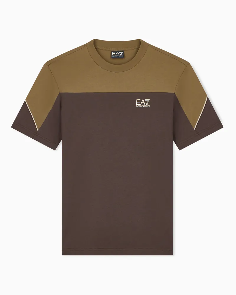 EA7 T-Shirt im Regular Fit aus Baumwolljersey Braun