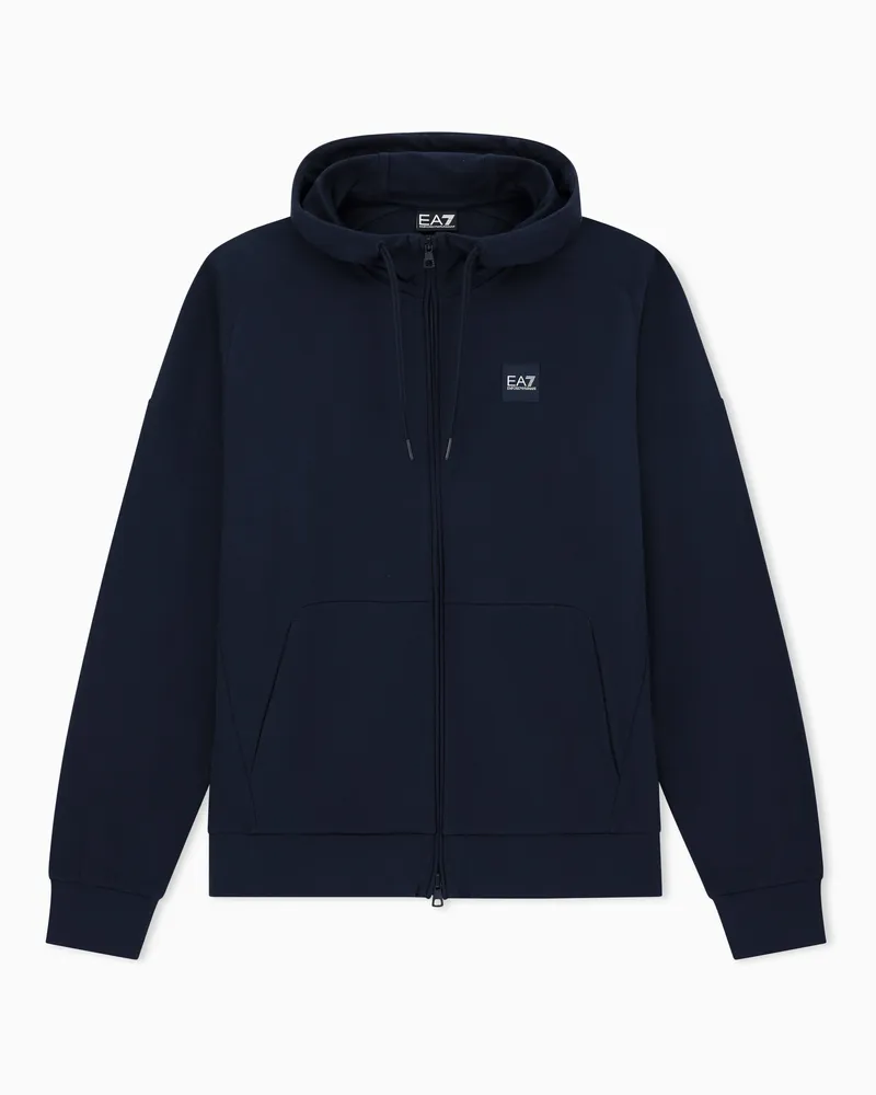 EA7 Visibility Sweatshirt mit Kapuze aus Baumwolle Blau