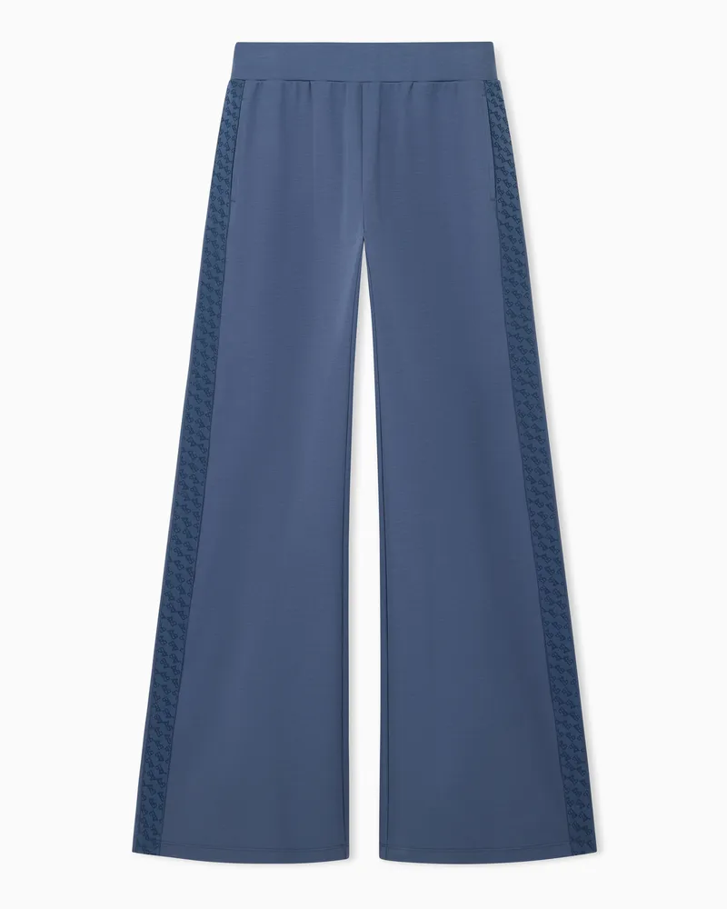 EA7 Jerseyhose Logo Series mit weitem Bein und Seitenstreifen Hellblau