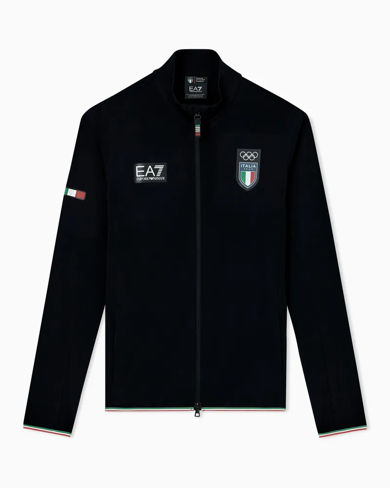 EA7 Powerstretch Skizweatshirt mit Reißverschluss Schwarz