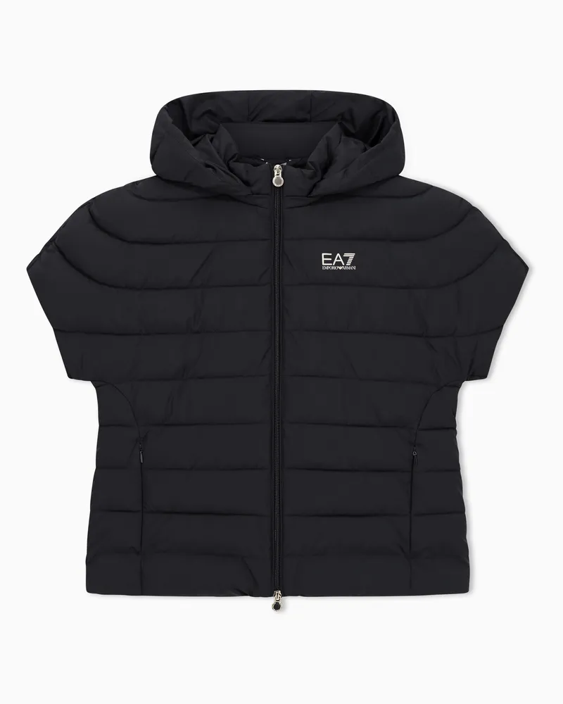 EA7 Core Lady Wattierte Jacke mit kurzen Ärmeln aus Nylon Schwarz
