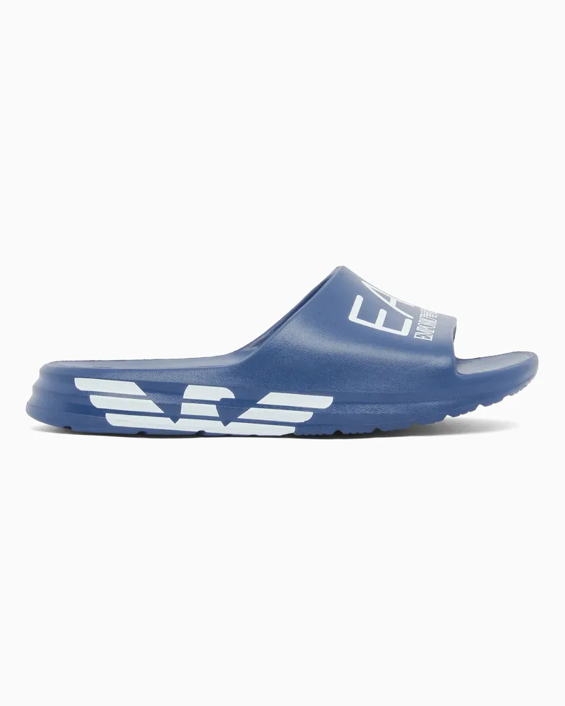 EA7 Crusher Distance Pantoletten mit Maxi-Logo Blau