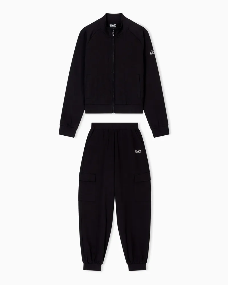 EA7 Trainingsanzug aus Baumwollstretch mit Cargo-Hose Schwarz