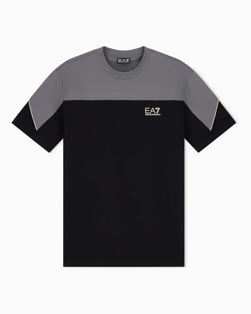 EA7 T-Shirt im Regular Fit aus Baumwolljersey Schwarz
