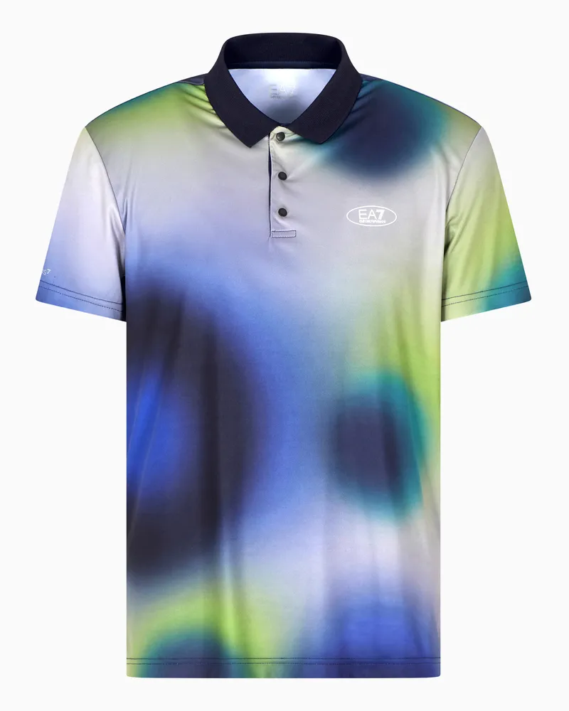 EA7 Tennis Pro Poloshirt aus VENTUS7-Funktionsgewebe mit Print Blau