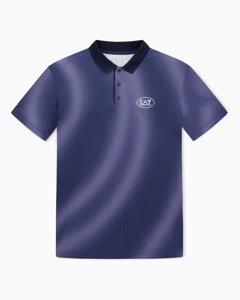 EA7 Tennis Pro Poloshirt aus VENTUS7-Funktionsgewebe mit Print Blau