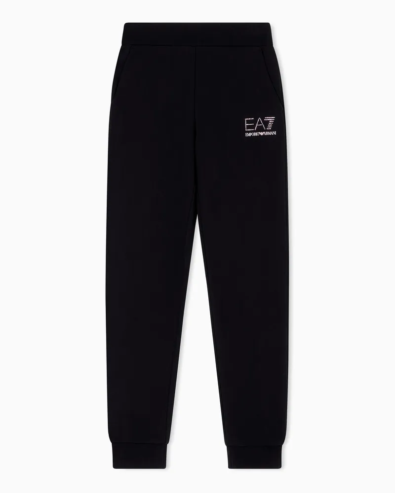 EA7 Logo Series Jogginghose aus einem Bio-Baumwoll-Mischgewebe Schwarz