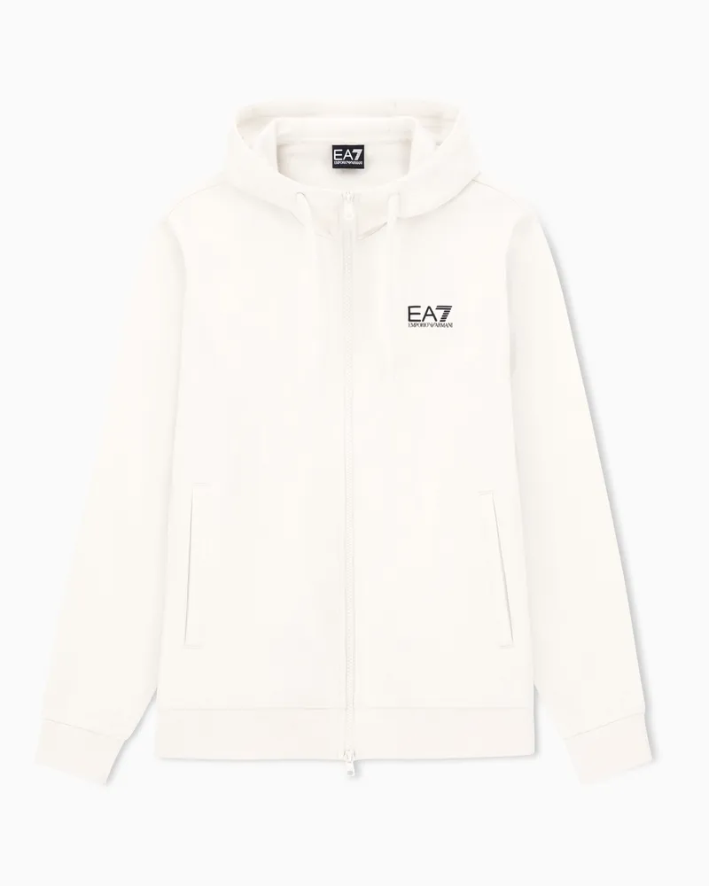 EA7 Core Identity Sweatshirt mit Kapuze aus einer Baumwollmischung Weiß
