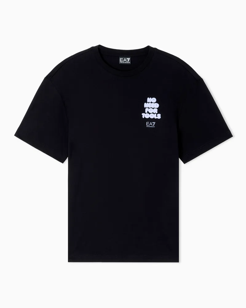 EA7 Graphic Series T-Shirt mit Rundhalsausschnitt aus Baumwoll-Jersey Schwarz