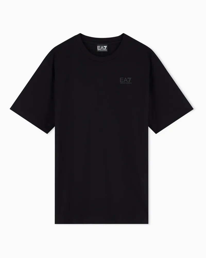 EA7 T-Shirt aus Baumwolljersey mit großem „Logo Series“-Print Schwarz