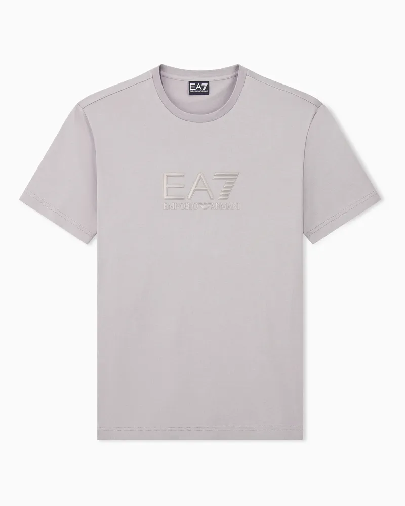EA7 T-Shirt Lux Identity aus Baumwolljersey mit geprägtem Logo Grau