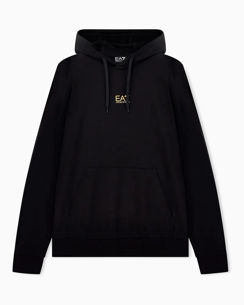 EA7 Baumwolle sweatshirt core identity mit Kapuze und Tasche Schwarz