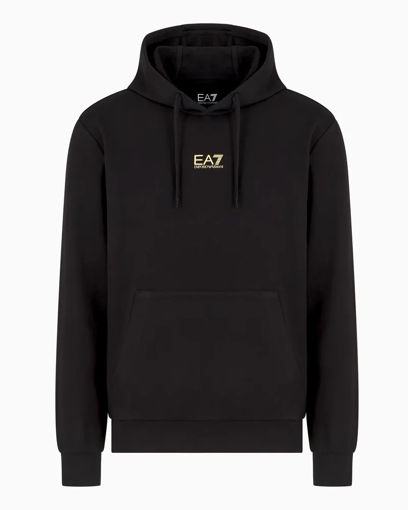 EA7 Core Identity Sweatshirt aus Baumwolle mit Kapuze Schwarz