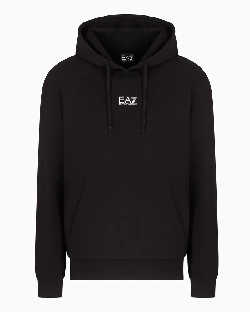 EA7 Core Identity Sweatshirt aus Baumwolle mit Kapuze Schwarz