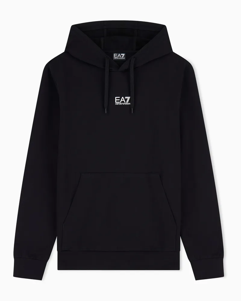 EA7 Core Identity Sweatshirt aus Baumwolle mit Kapuze Schwarz