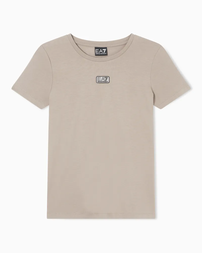 EA7 Logo Series T-Shirt aus Stretchjersey Beige