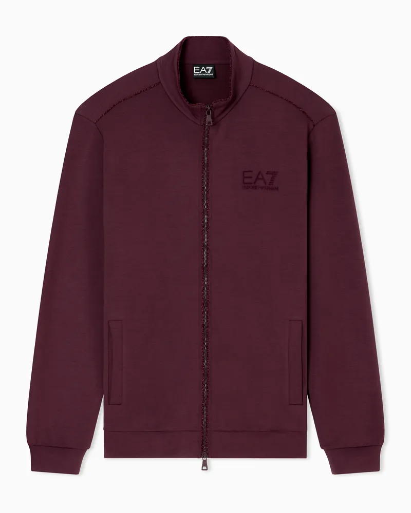 EA7 Lux Identity Sweatshirt aus Interlock-Modal-Mischung Burgunderrot