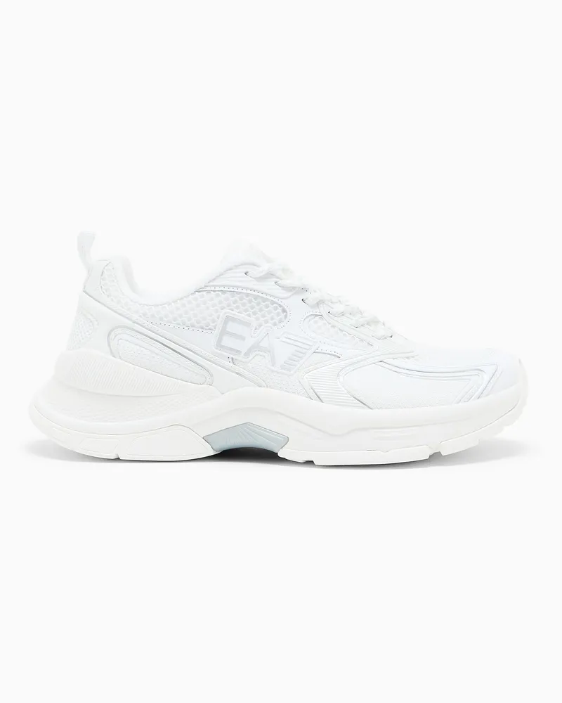 EA7 Sneaker Predator aus Leder und Mesh mit Gummisohle Weiß