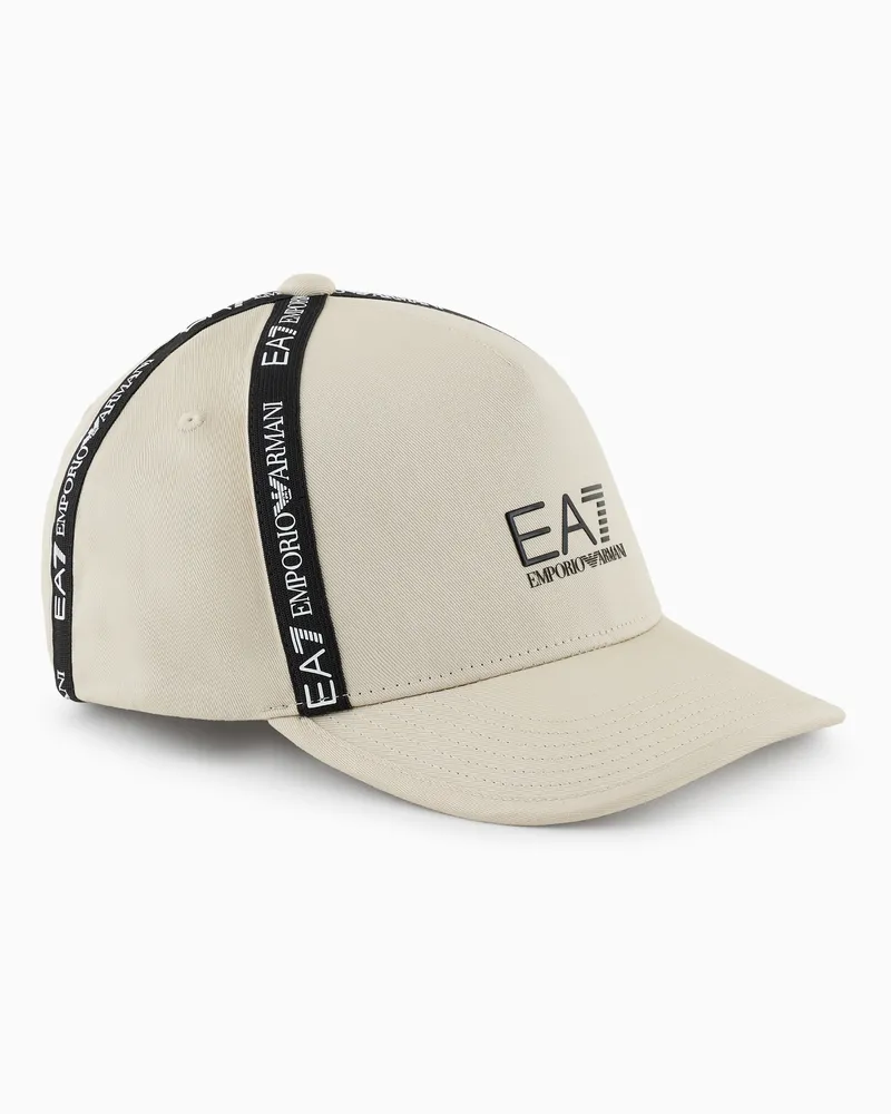 EA7 Logo Series Baseballcap aus Baumwolle Beige