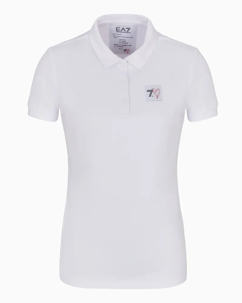 EA7 7.CUORE-Poloshirt aus gemischtem Modal Weiß