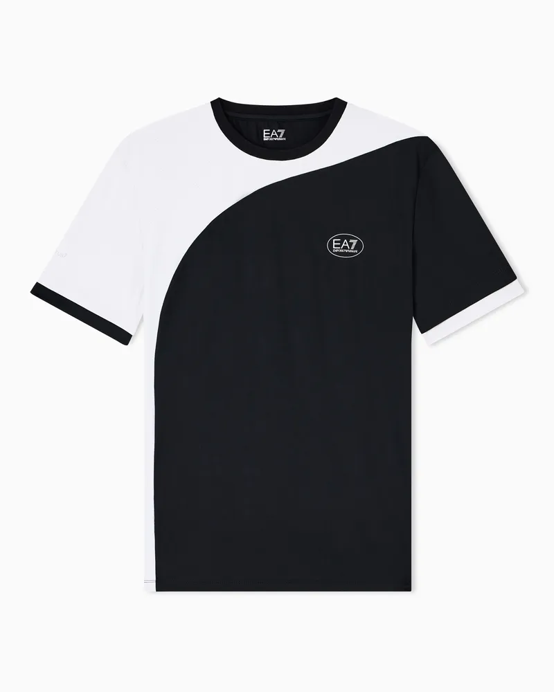 EA7 Tennis Pro Rundhals-T-Shirt aus VENTUS7-Funktionsgewebe Schwarz