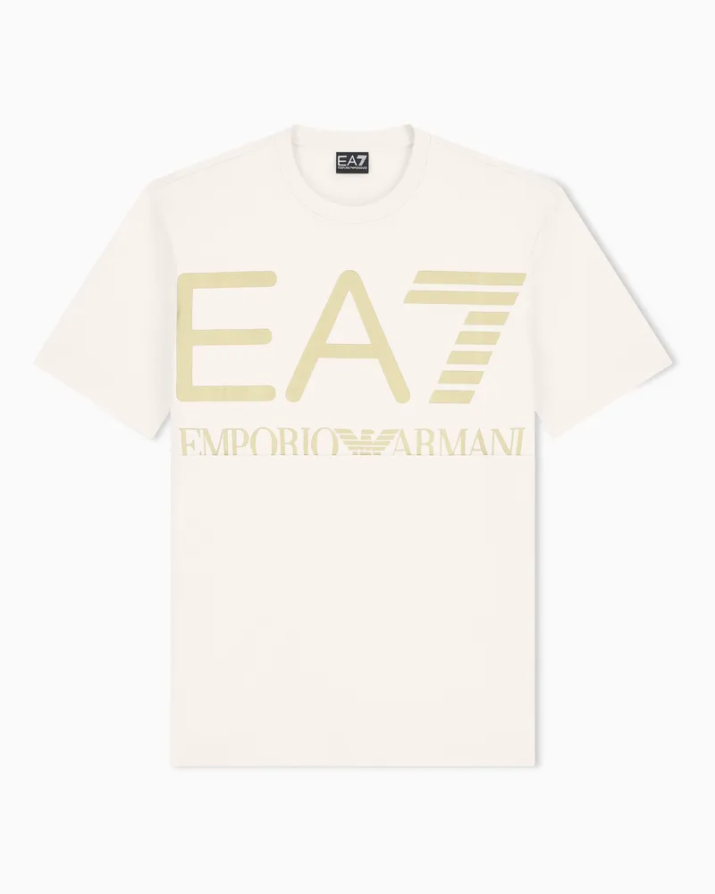 EA7 T-Shirt Logo Series aus Baumwolljersey im Regular Fit Beige