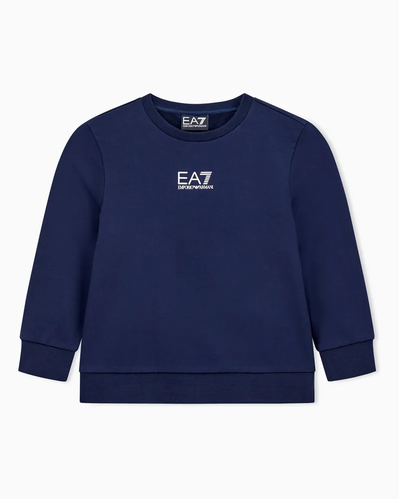 EA7 Core Identity Boy Sweatshirt mit Rundhalsausschnitt aus Baumwolle Marineblau