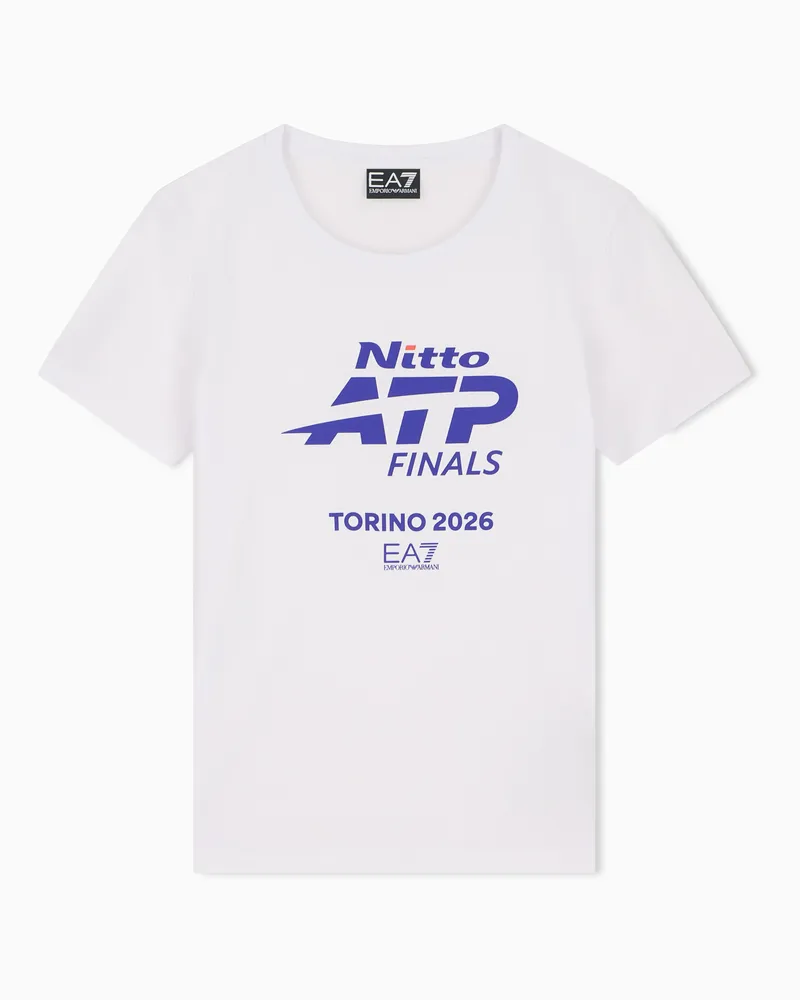 EA7 Baumwoll-T-Shirt mit Maxi-Logo Nitto ATP Finals Weiß