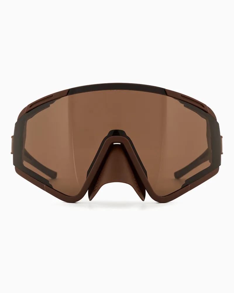 EA7 Unisex-Sport-Sonnenbrille mit asymmetrischer Form Braun