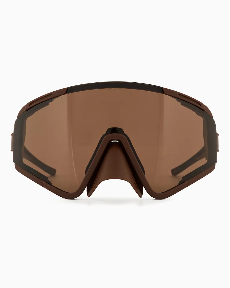 EA7 Unisex-Sport-Sonnenbrille mit unregelmäßiger Form Braun
