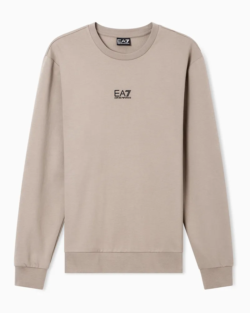 EA7 Core Identity Sweatshirt mit Rundhalsausschnitt aus Baumwolle Beige
