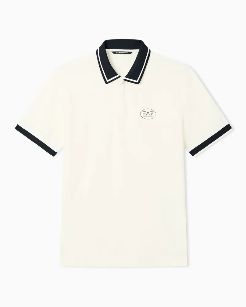 EA7 Tennis Club Poloshirt aus Pikee in Baumwollstretch Weiß