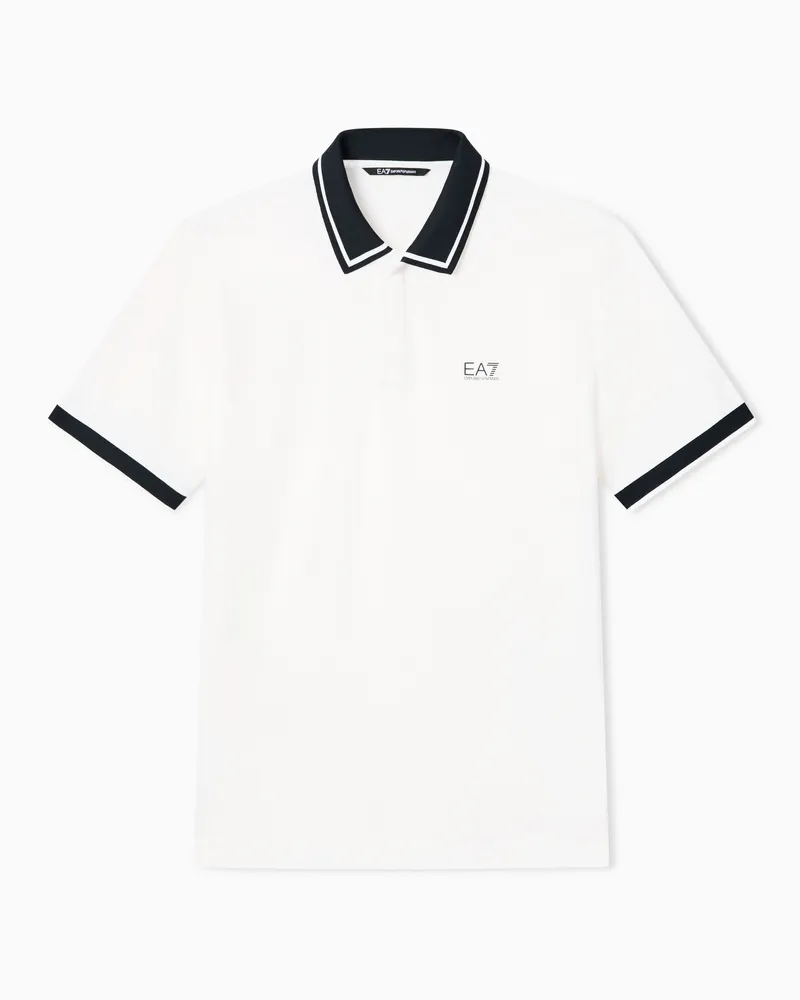 EA7 Tennis Club Poloshirt aus Pikee in Baumwollstretch Weiß