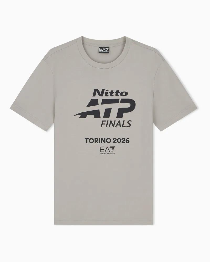 EA7 Baumwoll-T-Shirt mit Maxi-Logo Nitto ATP Finals Grau