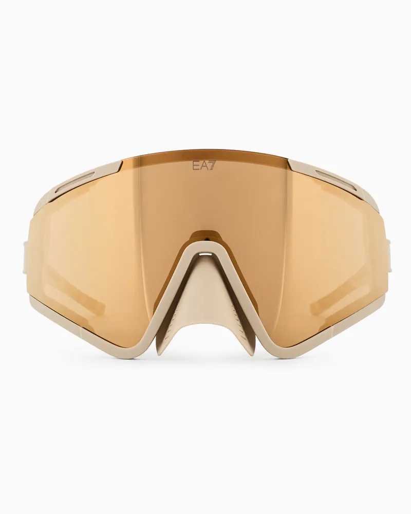 EA7 Unisex-Sport-Sonnenbrille mit asymmetrischer Form Beige