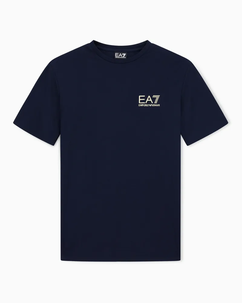 EA7 Kurzärmliges T-Shirt „Gold Label“ aus einer Viskose-Mischung Marineblau