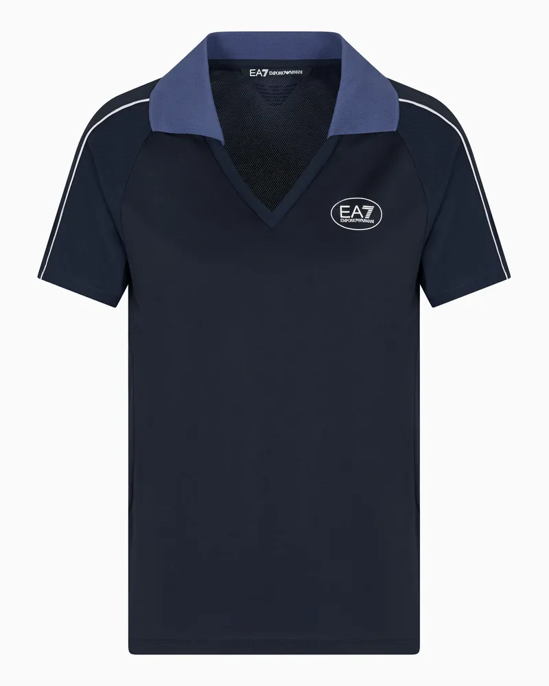 EA7 Golf Pro Poloshirt mit V-Ausschnitt aus VENTUS7-Funktionsgewebe Marineblau