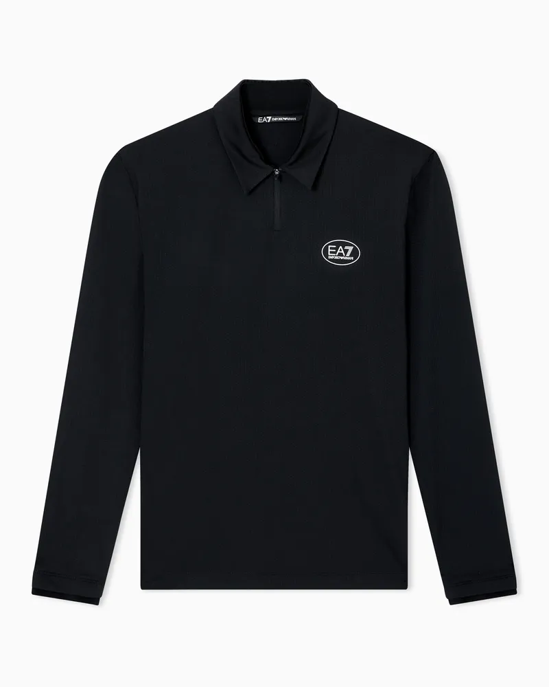 EA7 Golf Pro Langarm-Poloshirt aus VENTUS7-Funktionsgewebe Schwarz