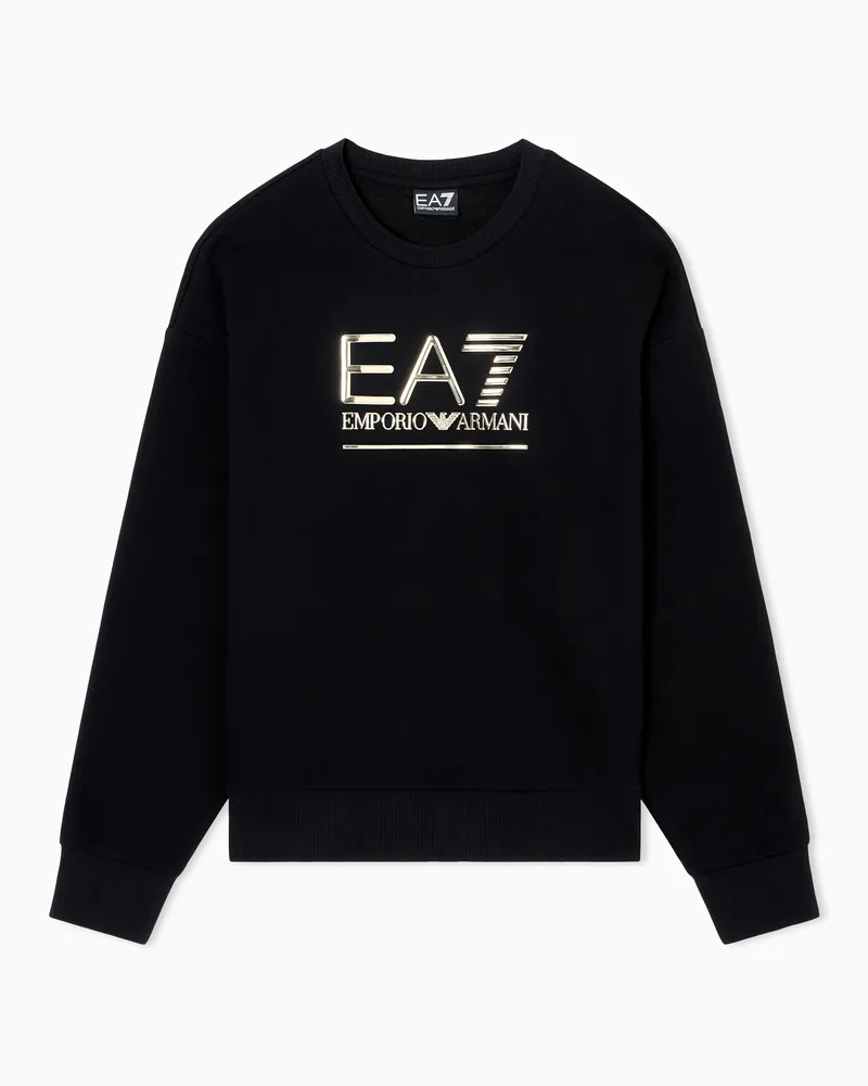 EA7 Visibility Sweatshirt mit Maxi-Logo, gefertigt aus einer Baumwoll-Mischung Schwarz