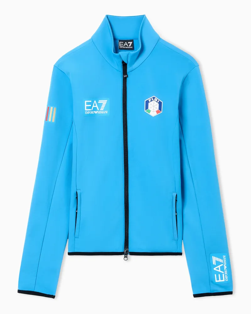 EA7 Sweatshirt mit Reißverschluss der FISI-Kollektion aus Powerstretch-Gewebe Blau