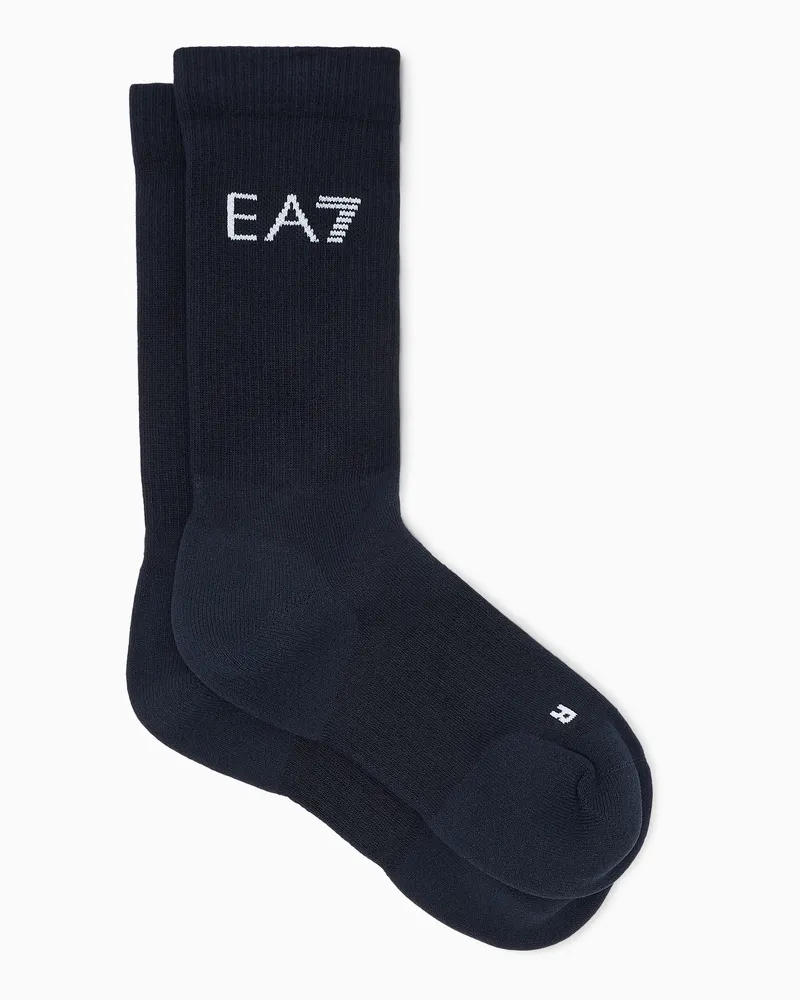 EA7 Gerippte Socken Tennis Pro aus einer Baumwollmischung Zweifarbig