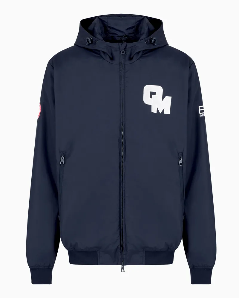 EA7 Olimpia Milano Jacke mit Kapuze und Reißverschluss Marineblau