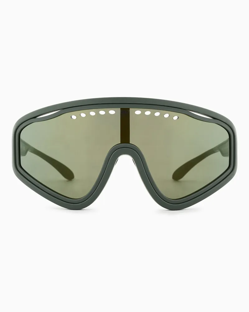 EA7 Sportliche Sonnenbrille mit unregelmäßig geformter Fassung Grün