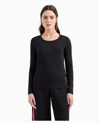 EA7 Core Lady Langarmshirt Aus Baumwollstretch Schwarz